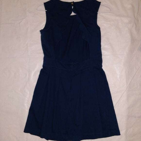 Kanva Fashion Cotton Pleated Dress Sleeveless Blue with Black Bow Size S - Picture 2 of 8